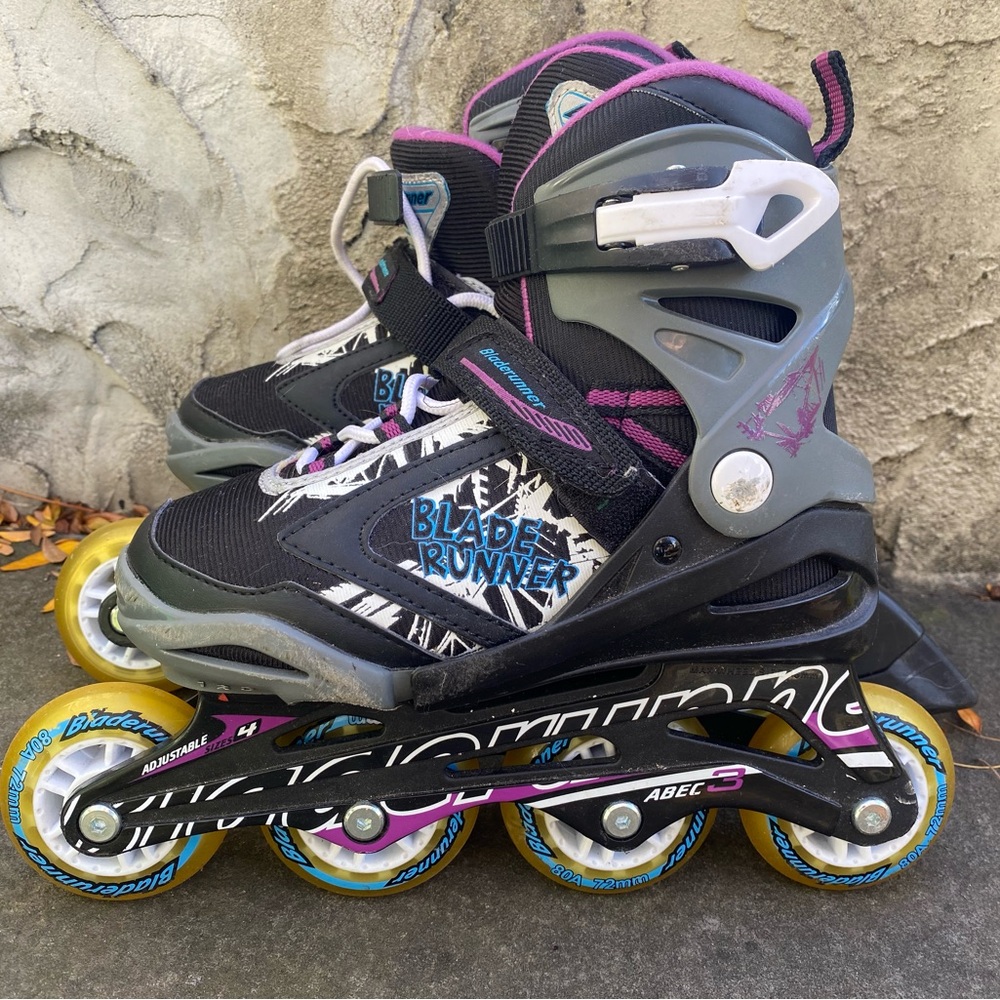 Rollerblade BladeRunner Phoenix G Kids Inline Skates adjusts sizes 1 -4 like new